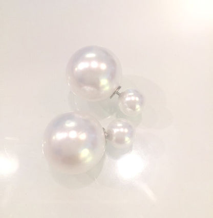 Dobbelt perle øreringe - creme