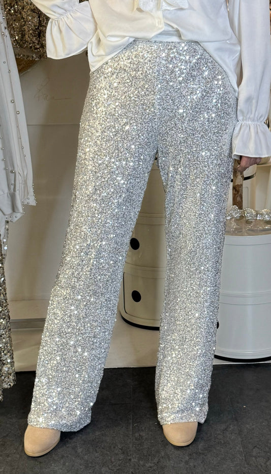 Staun glitter buks  - sølv/beige