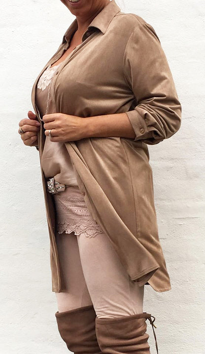Suede skjorte - taupe