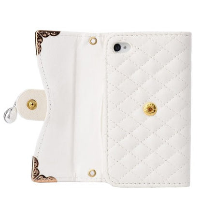 Iphone cover med sten og kæde - hvid