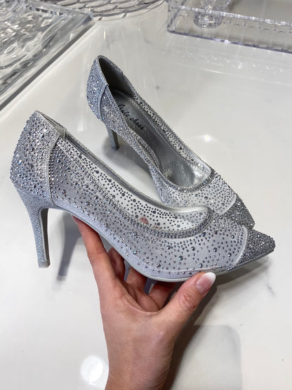 Diamond stiletter sølv - hæl højde 6,5 cm 6817