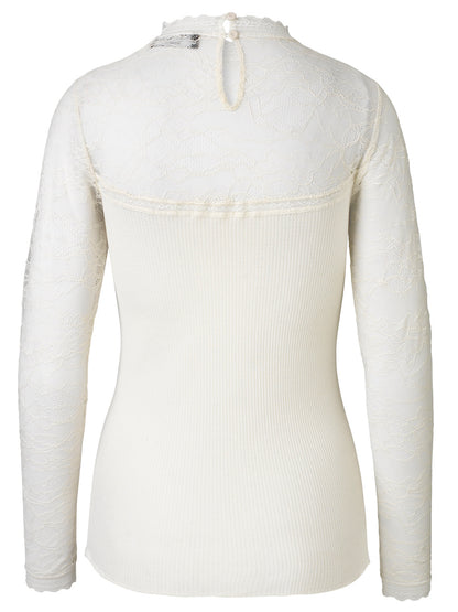ROSEMUNDE SILKEBLUSE MED BLONDe - Hvid  5631