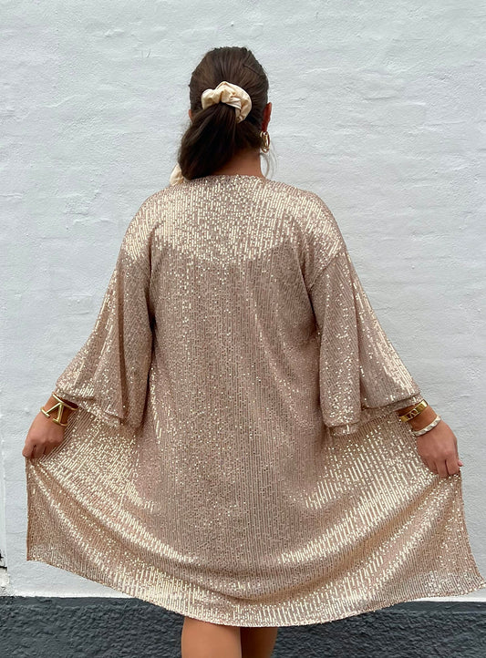 Kimono i palietter - rosaguld