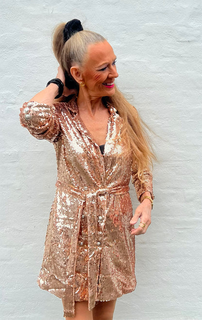 Blazer kjolle i palietter - rosegold