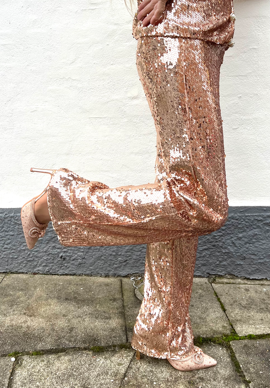 Paliet bukser i rosegold