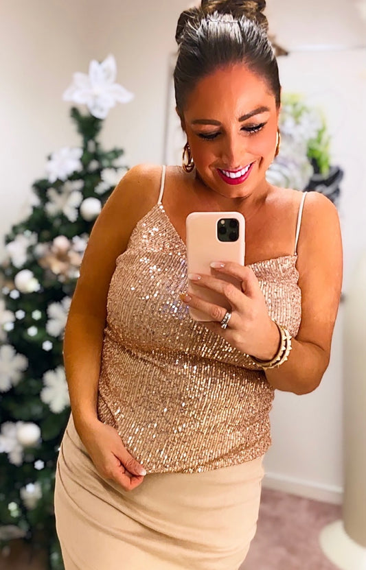 Paliet top i rosegold 1256