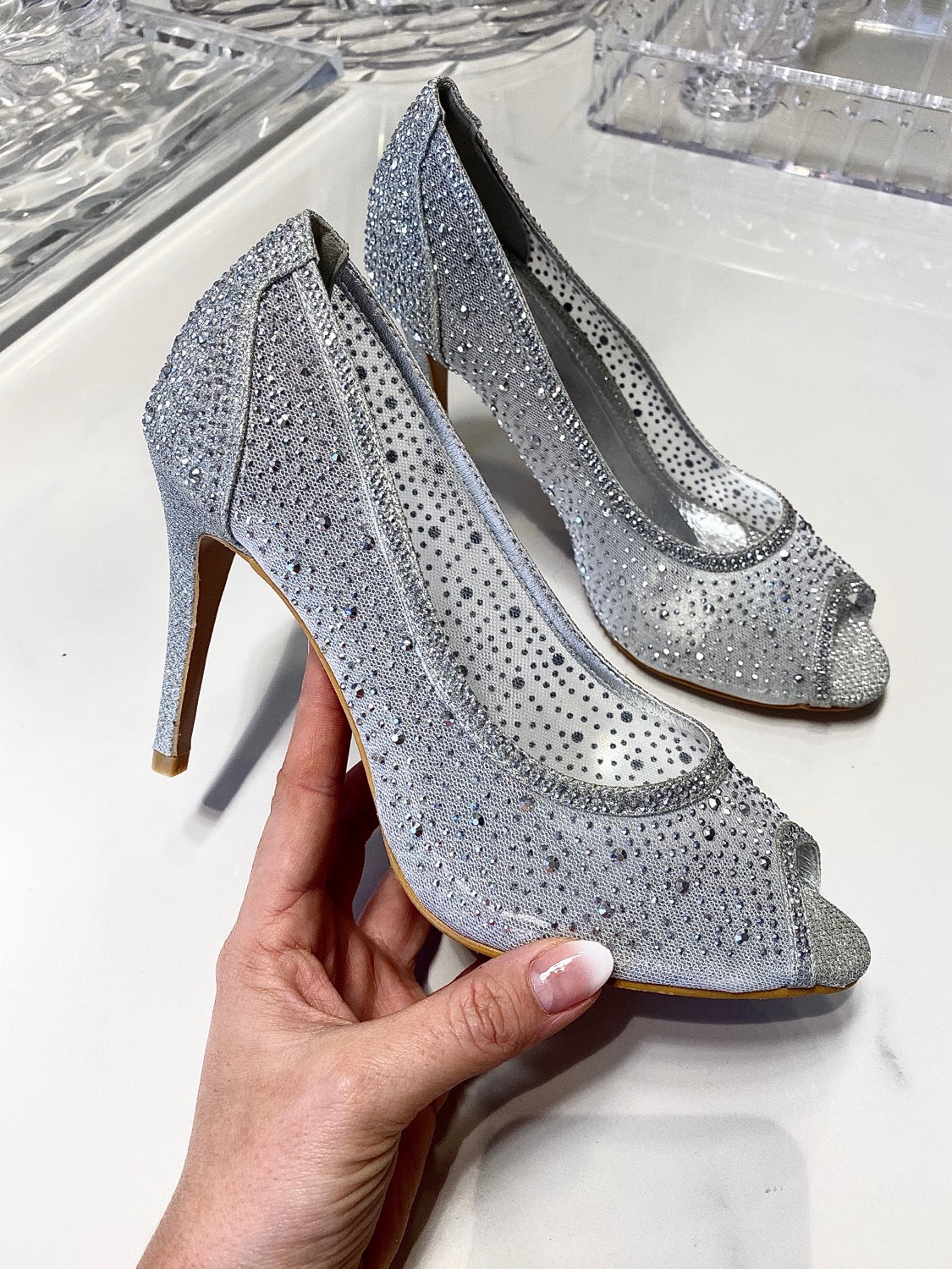 Diamond heels sølv - hælhæjde 7,5 cm - 6788