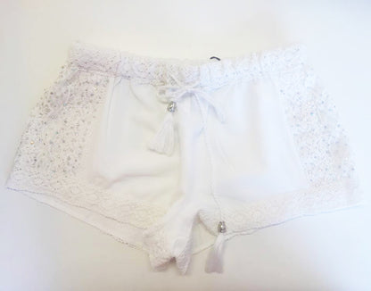 Vicotria shorts med blonde og sten - hvid