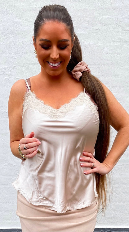 Silky top med blonde - beige