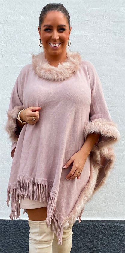 Poncho asymmetrisk - rosa