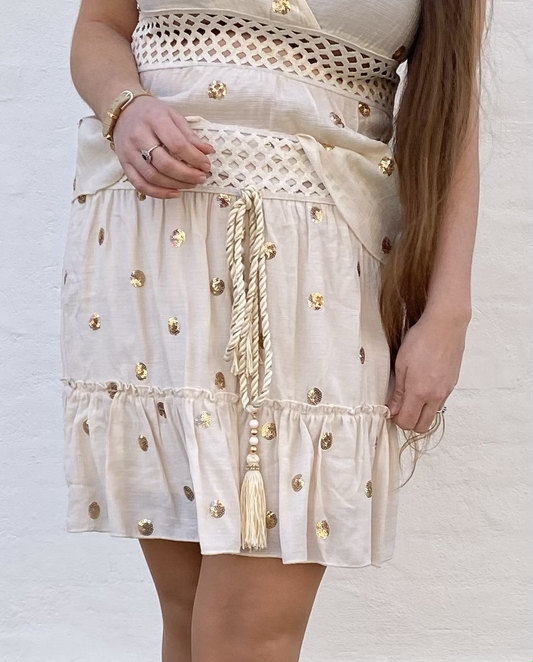 Shiny gold nederdel - beige