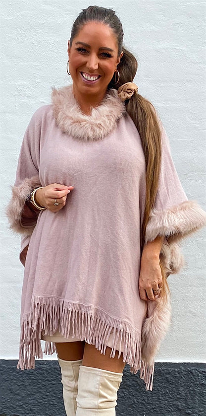 Poncho asymmetrisk - rosa