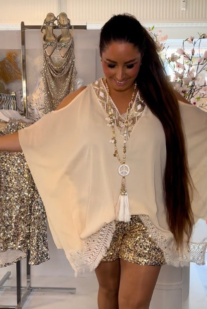 Tunika m. Bare skuldre - beige