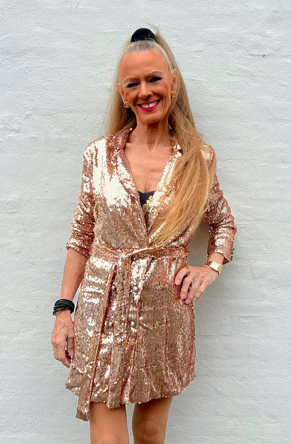 Blazer kjolle i palietter - rosegold
