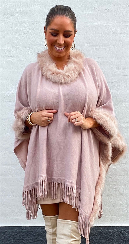 Poncho asymmetrisk - rosa