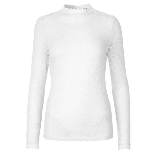 Rosemunde blondebluse m. krave - Hvid