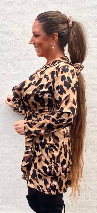 Wrap leopard kjole