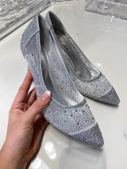 Diamond stiletter sølv - hæl højde 6,5 cm 6817