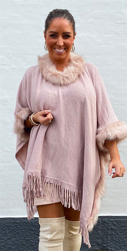 Poncho asymmetrisk - rosa