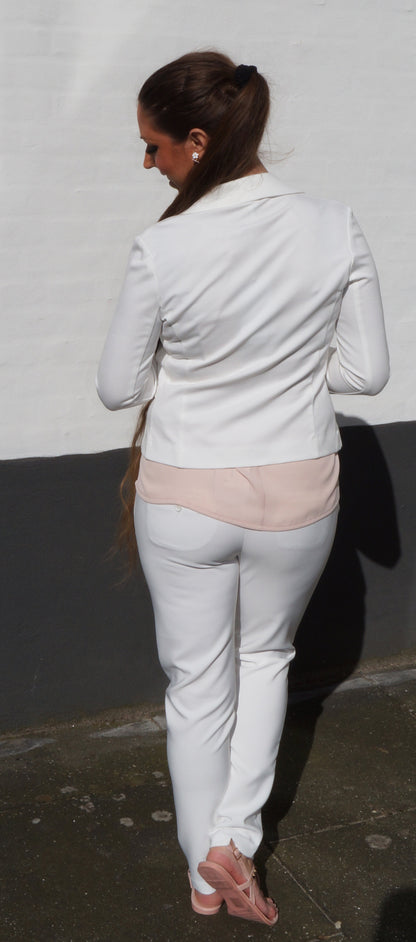 Habit bukser med stretch - hvid