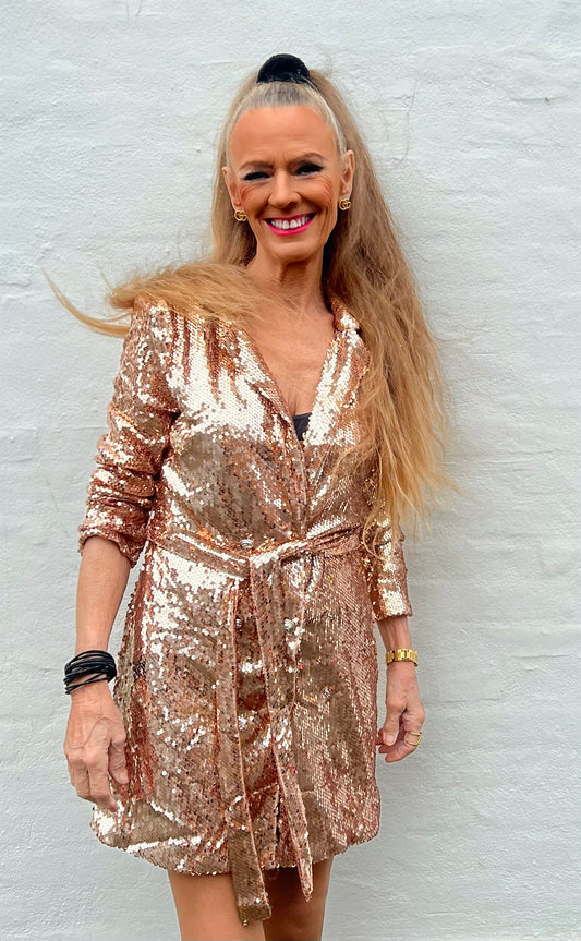 Blazer kjolle i palietter - rosegold