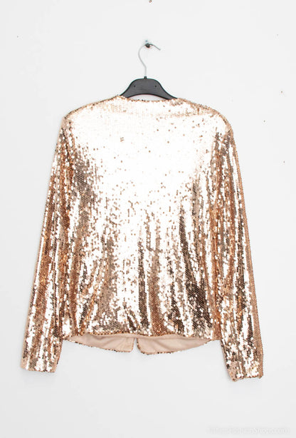 Blazer cardigan i palietter - rosegold