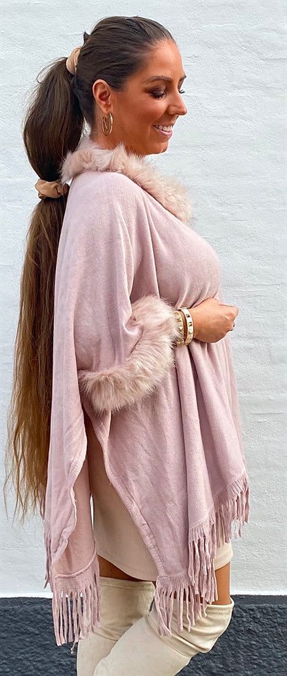 Poncho asymmetrisk - rosa