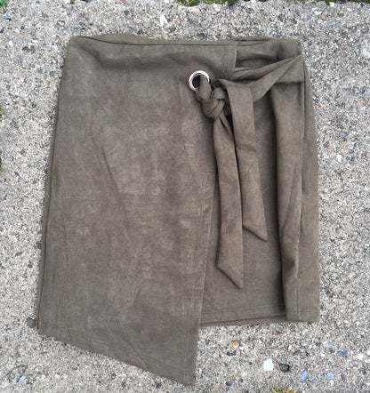 Army Suede nederdel asymmetrisk
