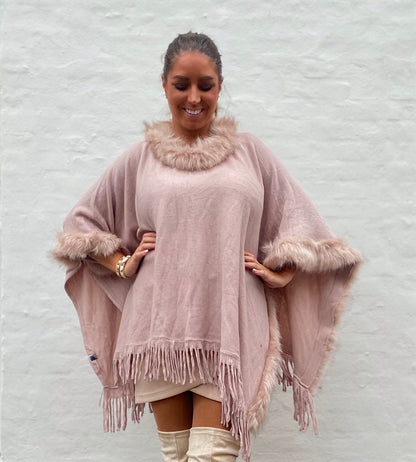Poncho asymmetrisk - rosa