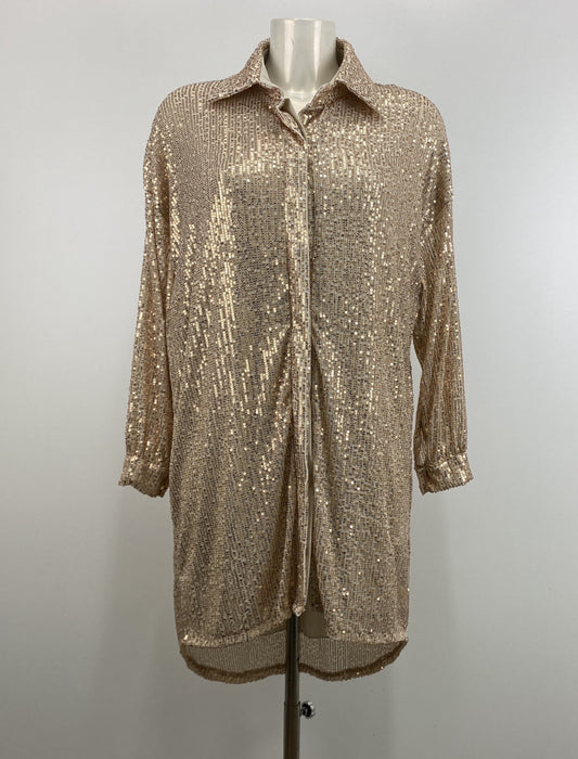 Kimono/skjorte i palietter i roseguld