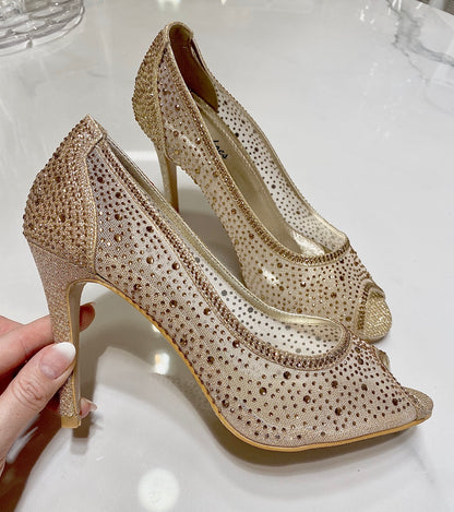 Diamond heels guld - hælhæjde 7,5 cm - 6788