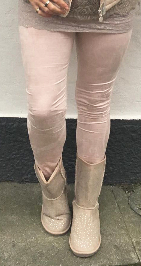 Rosa leggings i ruskindslook