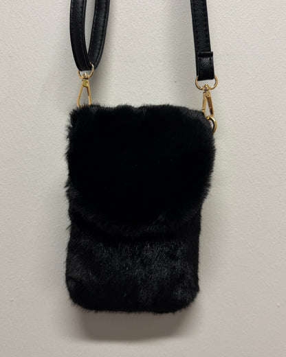 Faux Fur Crossbody Bag - sort
