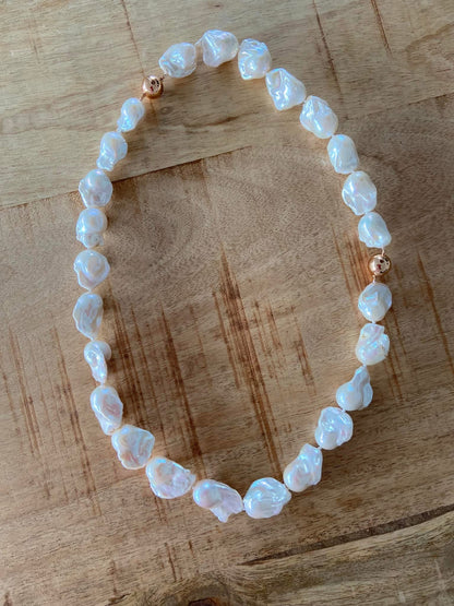 Perlekæde armbånd med store ferskvandsperler