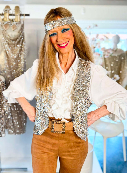 Staun Glitter bolero vest i guld look  - forudbestilling til uge 20
