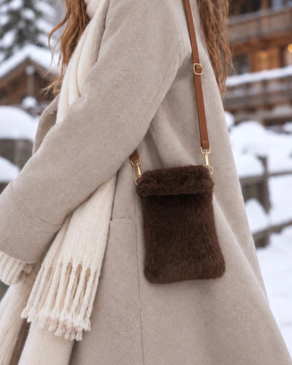 Faux Fur Crossbody Bag - brun