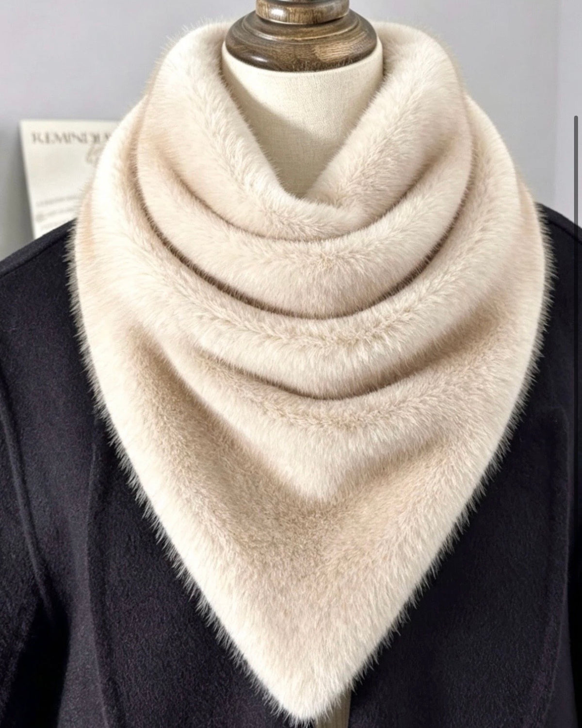 Faux Fur tørklæde - beige