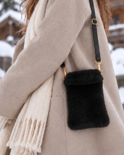 Faux Fur Crossbody Bag - sort