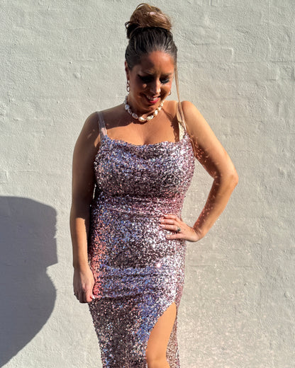 Staun glitter kjole - Rosa