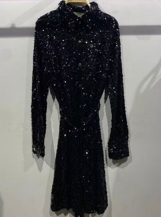 Staun kimono kjole i sort glitter
