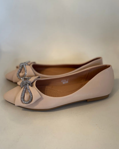 Ballerina med sløjfe i beige - Staun Denmark - Til hverdag og fest