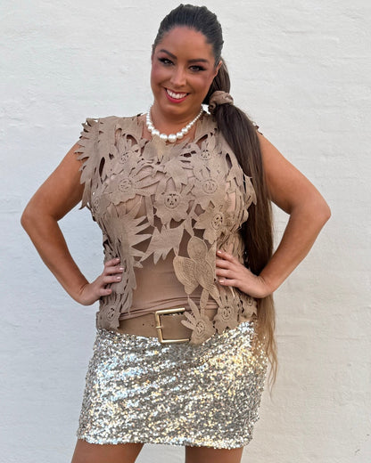 Blonde top i taupe - Eva - Staun Denmark - Til hverdag og fest