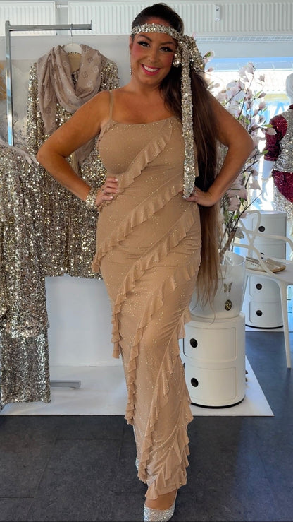Brilliant kjole i beige med glitter - Staun Denmark - Til hverdag og fest