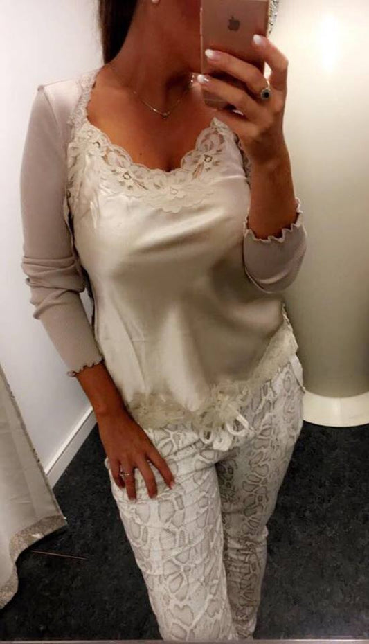 Bukser med snakeprint - beige - Staun Denmark - Til hverdag og fest