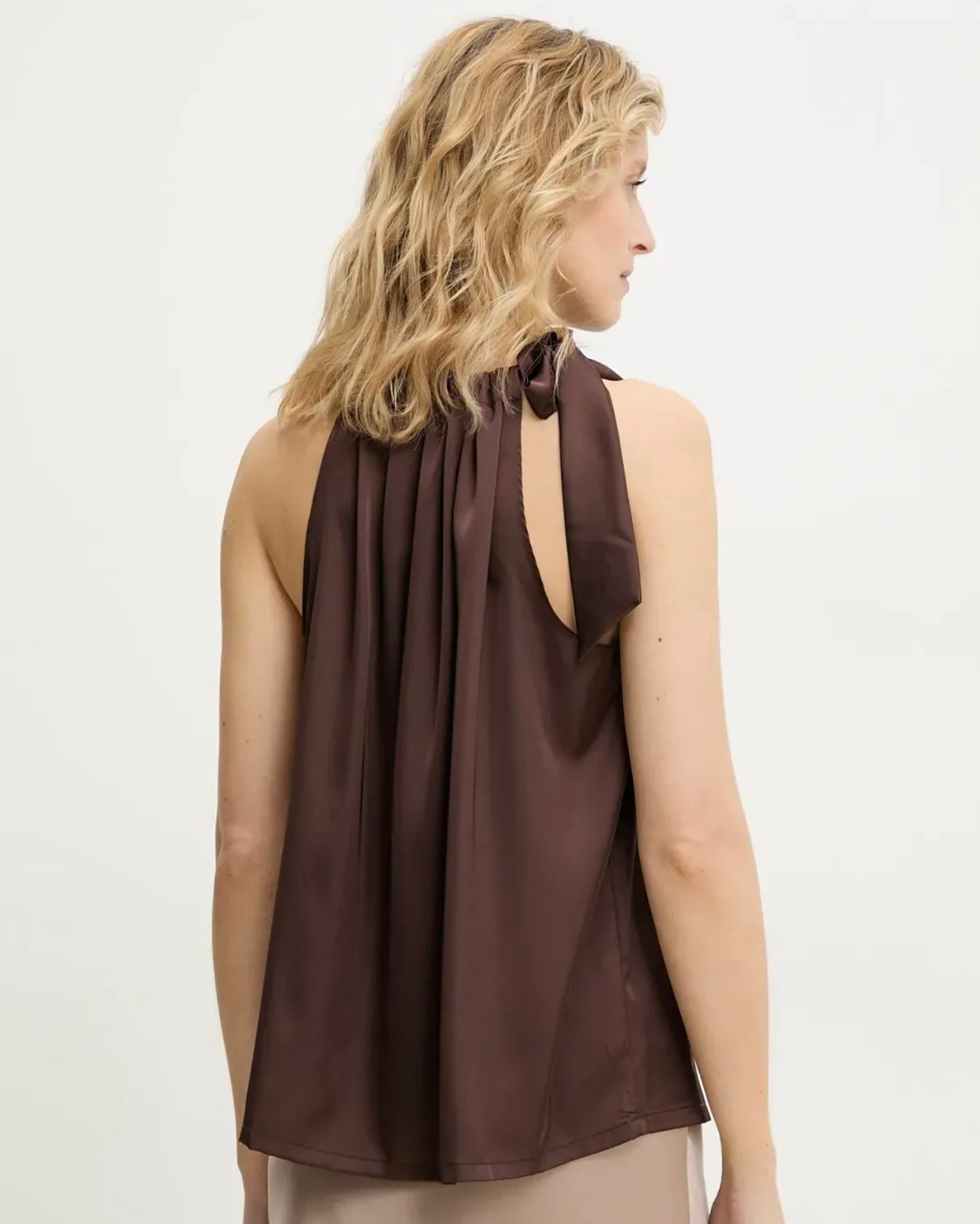 Butterfly top i satin - choco brun - Staun Denmark - Til hverdag og fest