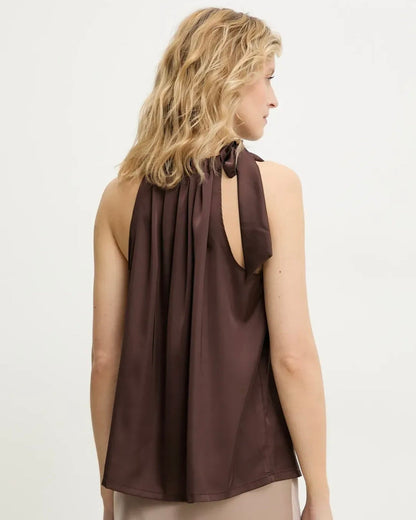 Butterfly top i satin - choco brun - Staun Denmark - Til hverdag og fest