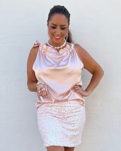Butterfly top i satin - powder rosa - Staun Denmark - Til hverdag og fest