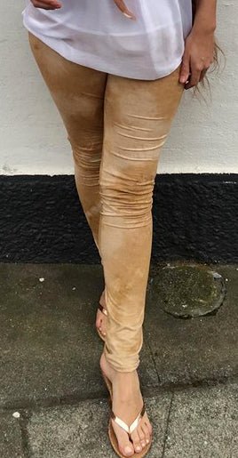 Camel leggings i ruskindslook - Staun Denmark - Til hverdag og fest