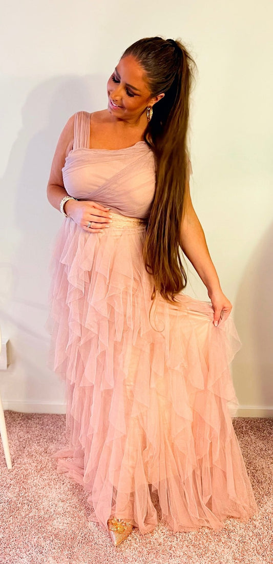 Divaz kjole med flæser - nude - Staun Denmark - Til hverdag og fest