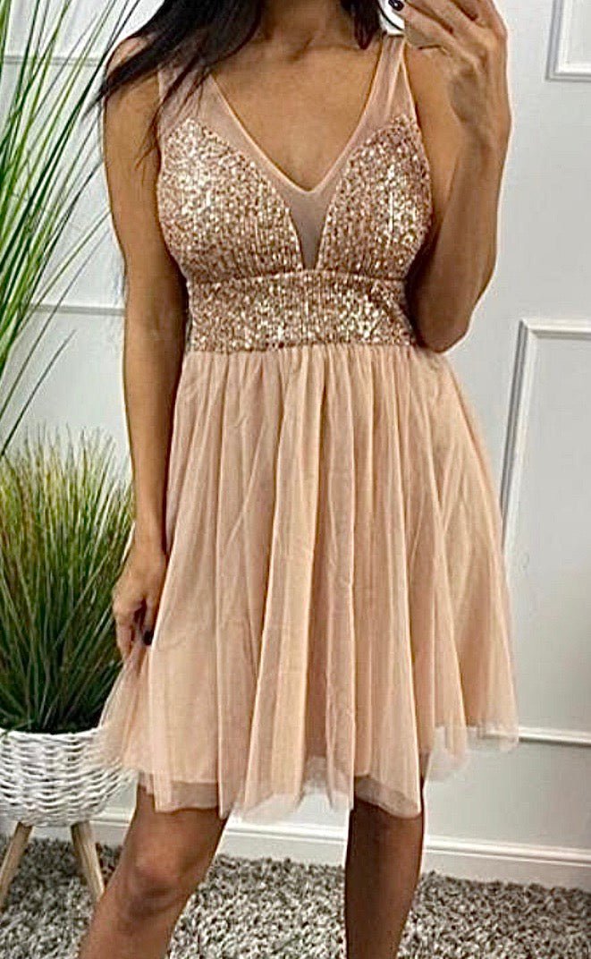 Divaz kjole med kort tyl - rosegold - Staun Denmark - Til hverdag og fest